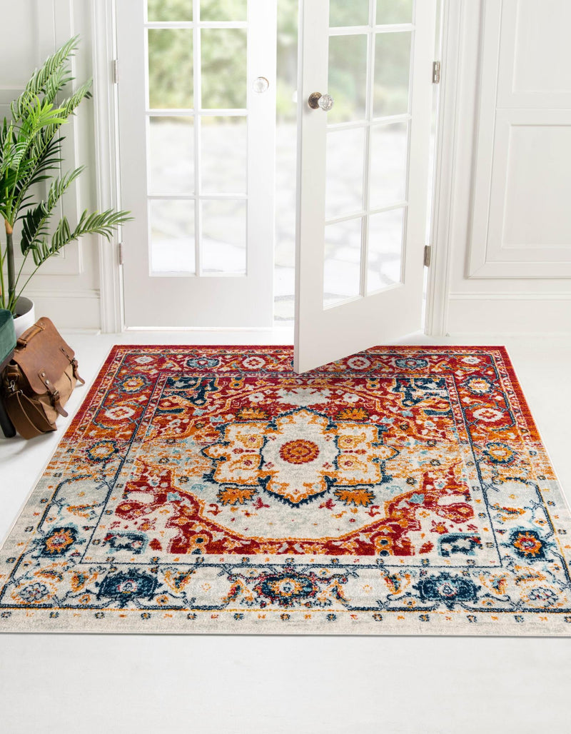 Parisian Elegance Collection Area Rug - Versailles (Rust Red) Square Rust Red lifestyle 27