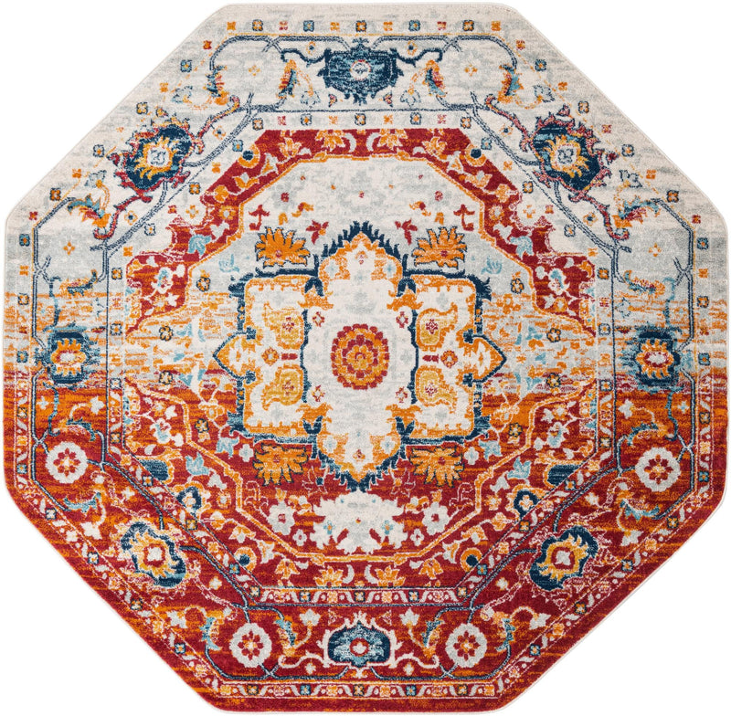 Parisian Elegance Collection Area Rug - Versailles (Rust Red) Octagon Rust Red lifestyle 21