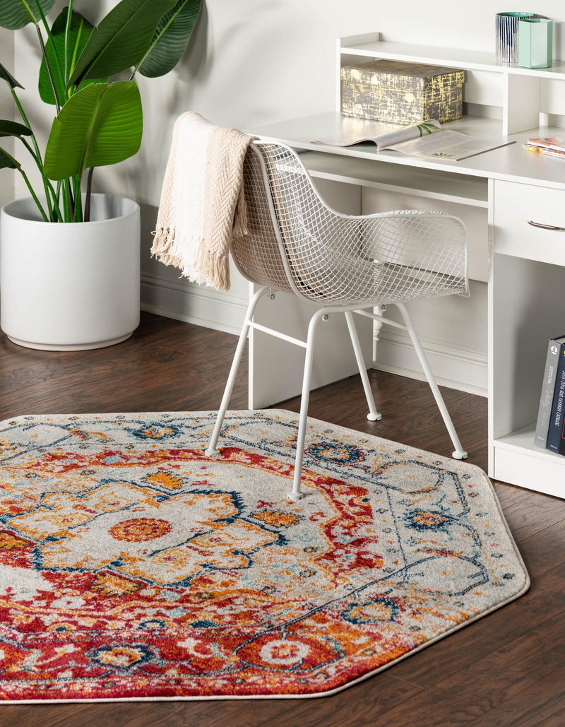 Parisian Elegance Collection Area Rug - Versailles (Rust Red) Octagon Rust Red lifestyle 24