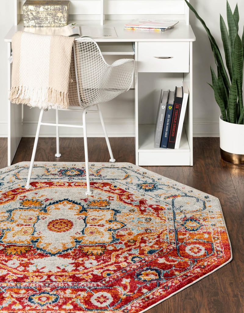 Parisian Elegance Collection Area Rug - Versailles (Rust Red) Octagon Rust Red lifestyle 29