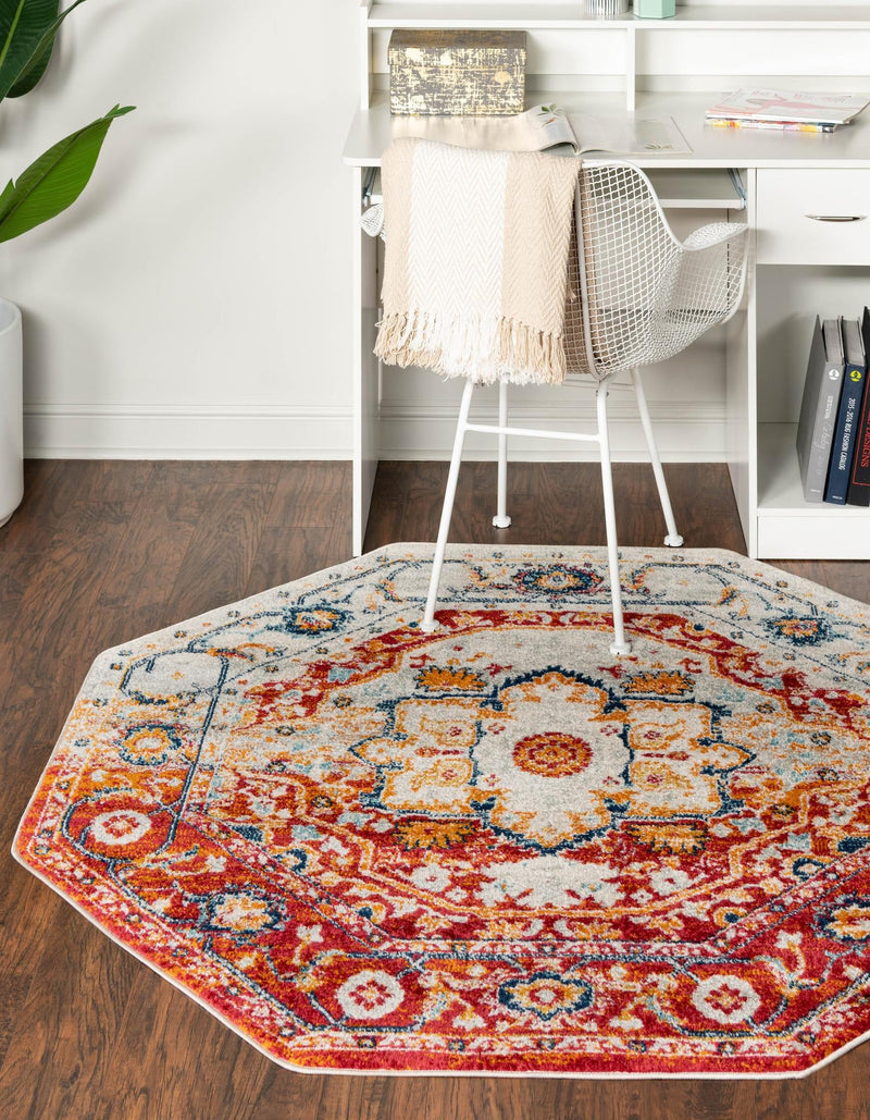 Parisian Elegance Collection Area Rug - Versailles (Rust Red) Octagon Rust Red lifestyle 33