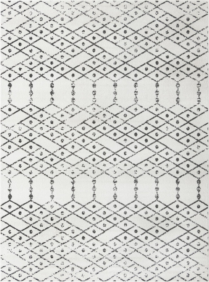 Marrakesh Lattice Collection Area Rug - Casablanca (Ivory Black) Rectangle Ivory Black Main