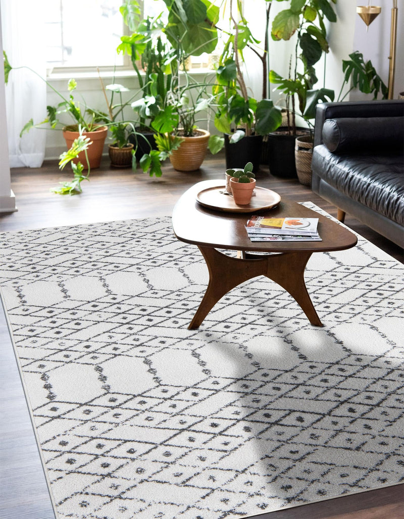Marrakesh Lattice Collection Area Rug - Casablanca (Ivory Black) Rectangle Ivory Black lifestyle 7