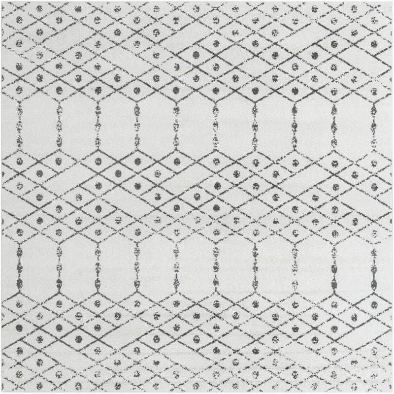 Marrakesh Lattice Collection Area Rug - Casablanca (Ivory Black) Square Ivory Black lifestyle 23