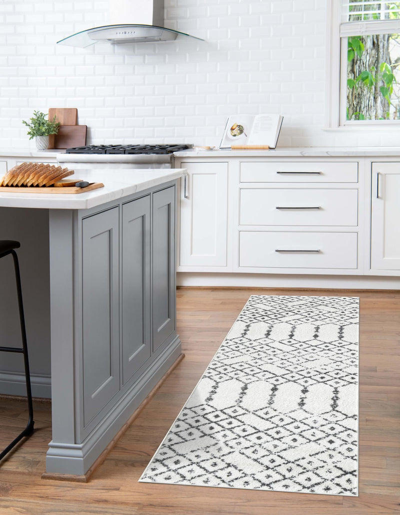 Marrakesh Lattice Collection Area Rug - Casablanca (Ivory Black) Runner Ivory Black lifestyle 38