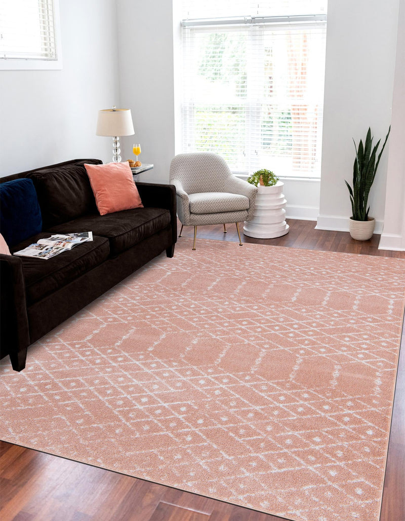 Marrakesh Lattice Collection Area Rug - Casablanca (Rose Pink) Rectangle Rose Pink lifestyle 2