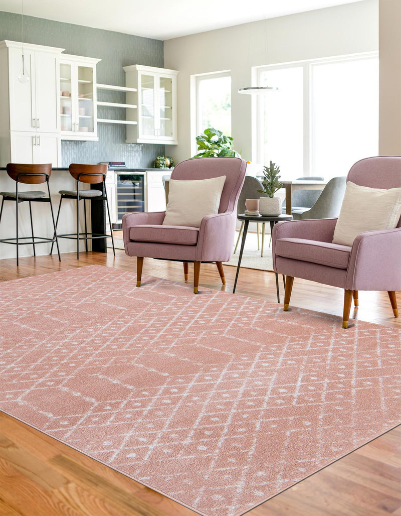 Marrakesh Lattice Collection Area Rug - Casablanca (Rose Pink) Rectangle Rose Pink lifestyle 4