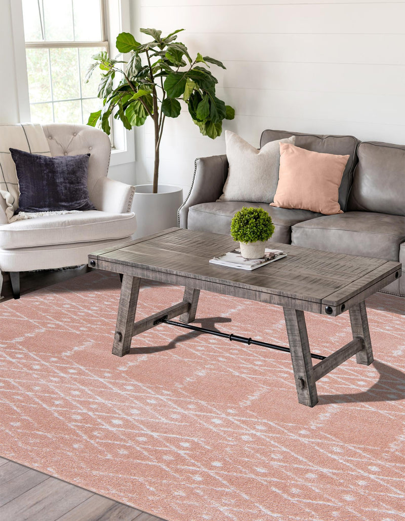 Marrakesh Lattice Collection Area Rug - Casablanca (Rose Pink) Rectangle Rose Pink lifestyle 5