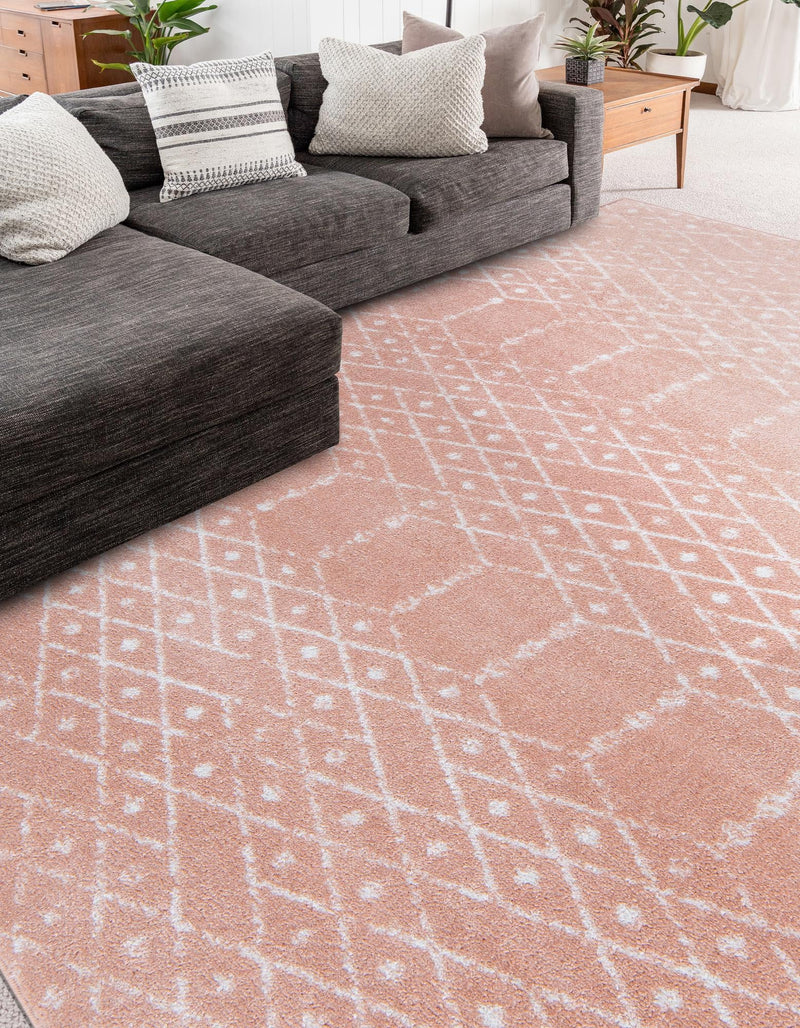 Marrakesh Lattice Collection Area Rug - Casablanca (Rose Pink) Rectangle Rose Pink lifestyle 6