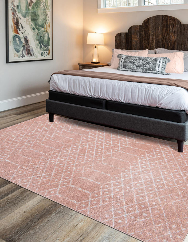 Marrakesh Lattice Collection Area Rug - Casablanca (Rose Pink) Rectangle Rose Pink lifestyle 9