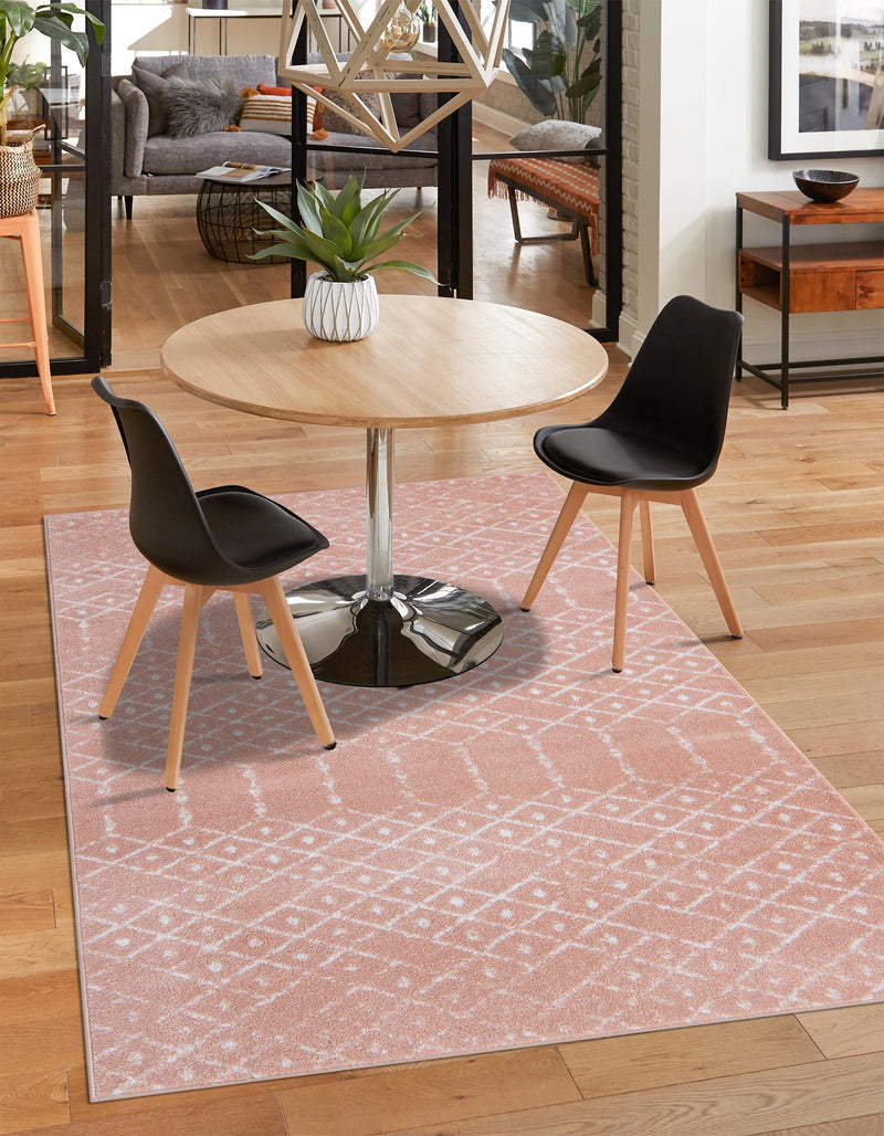 Marrakesh Lattice Collection Area Rug - Casablanca (Rose Pink) Rectangle Rose Pink lifestyle 10