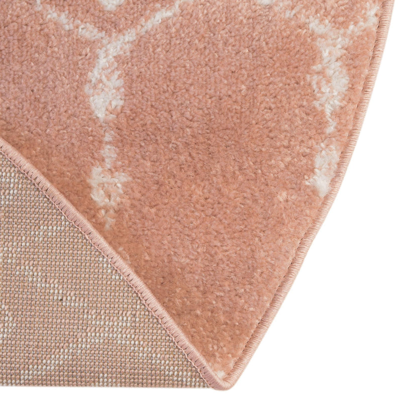 Marrakesh Lattice Collection Area Rug - Casablanca (Rose Pink) Round Rose Pink lifestyle 73