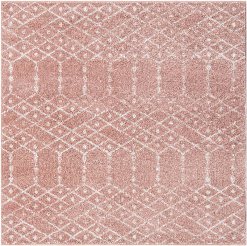 Marrakesh Lattice Collection Area Rug - Casablanca (Rose Pink) Square Rose Pink lifestyle 23