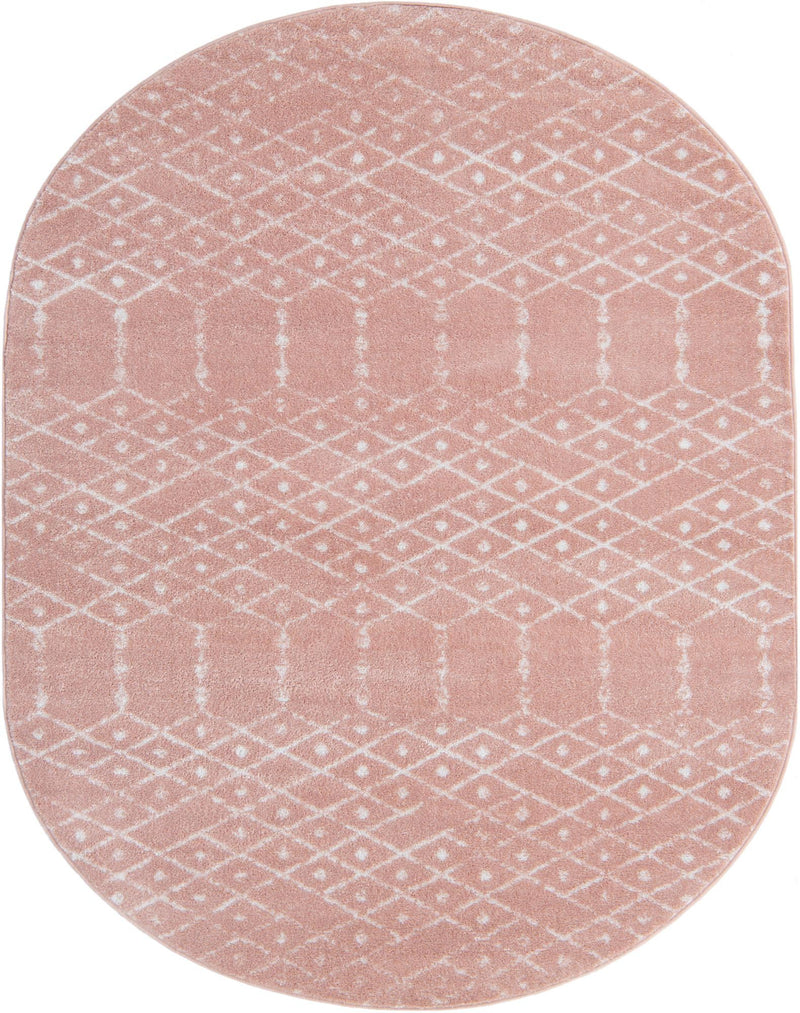 Marrakesh Lattice Collection Area Rug - Casablanca (Rose Pink) Oval Rose Pink lifestyle 24