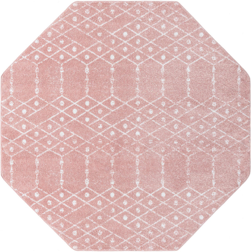 Marrakesh Lattice Collection Area Rug - Casablanca (Rose Pink) Octagon Rose Pink lifestyle 25