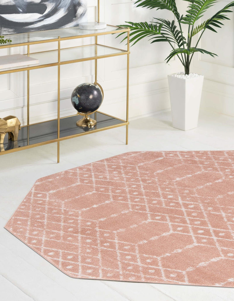 Marrakesh Lattice Collection Area Rug - Casablanca (Rose Pink) Octagon Rose Pink lifestyle 30