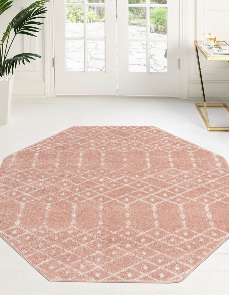 Marrakesh Lattice Collection Area Rug - Casablanca (Rose Pink) Octagon Rose Pink lifestyle 35