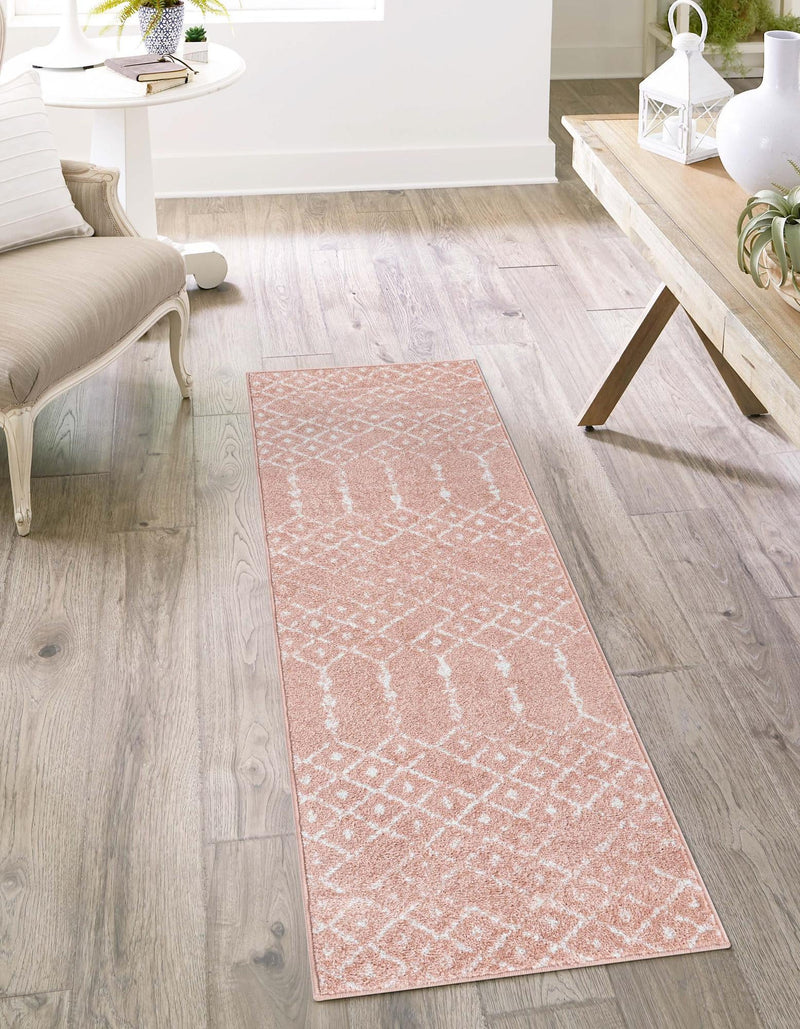 Marrakesh Lattice Collection Area Rug - Casablanca (Rose Pink) Runner Rose Pink lifestyle 31