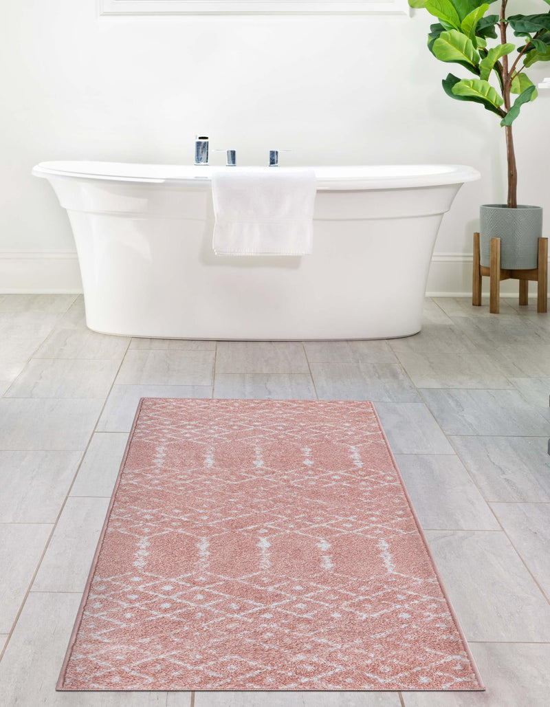 Marrakesh Lattice Collection Area Rug - Casablanca (Rose Pink) Runner Rose Pink lifestyle 36