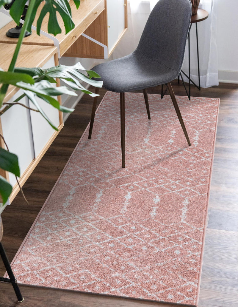 Marrakesh Lattice Collection Area Rug - Casablanca (Rose Pink) Runner Rose Pink lifestyle 40