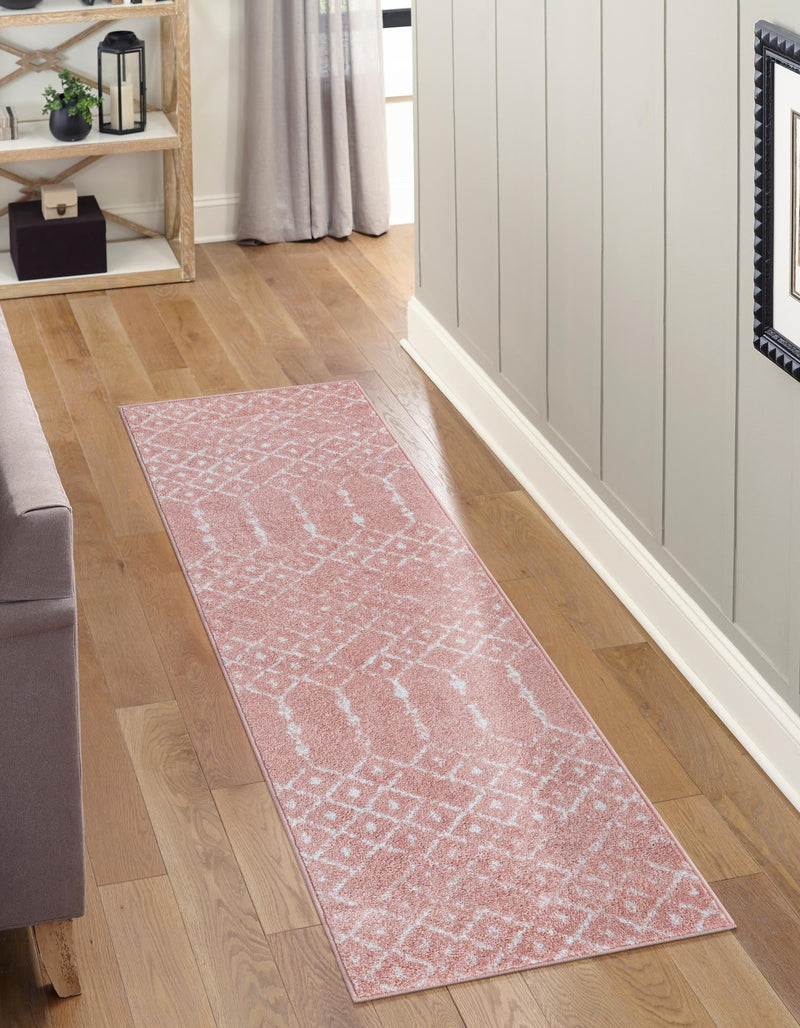Marrakesh Lattice Collection Area Rug - Casablanca (Rose Pink) Runner Rose Pink lifestyle 44