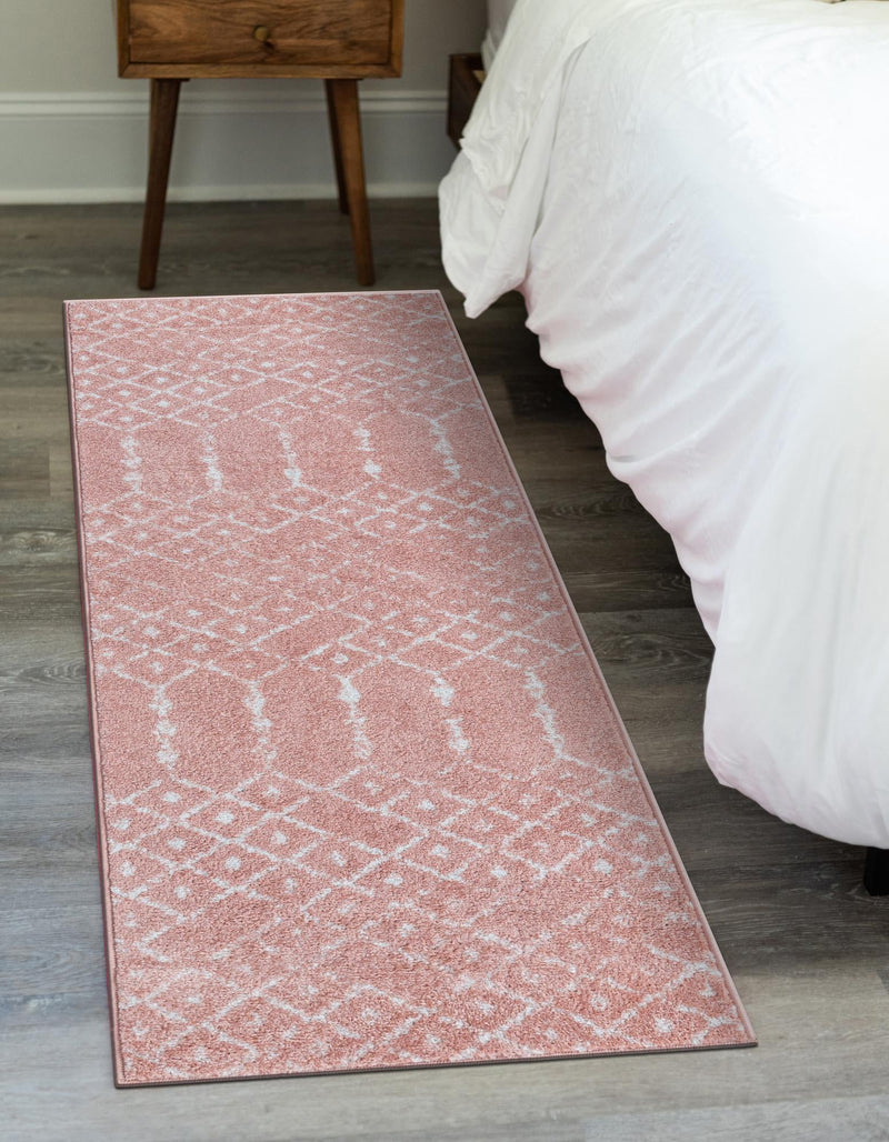 Marrakesh Lattice Collection Area Rug - Casablanca (Rose Pink) Runner Rose Pink lifestyle 46
