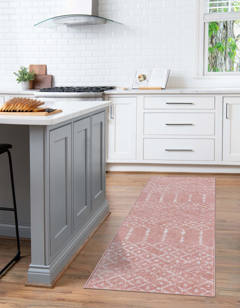 Marrakesh Lattice Collection Area Rug - Casablanca (Rose Pink) Runner Rose Pink lifestyle 48