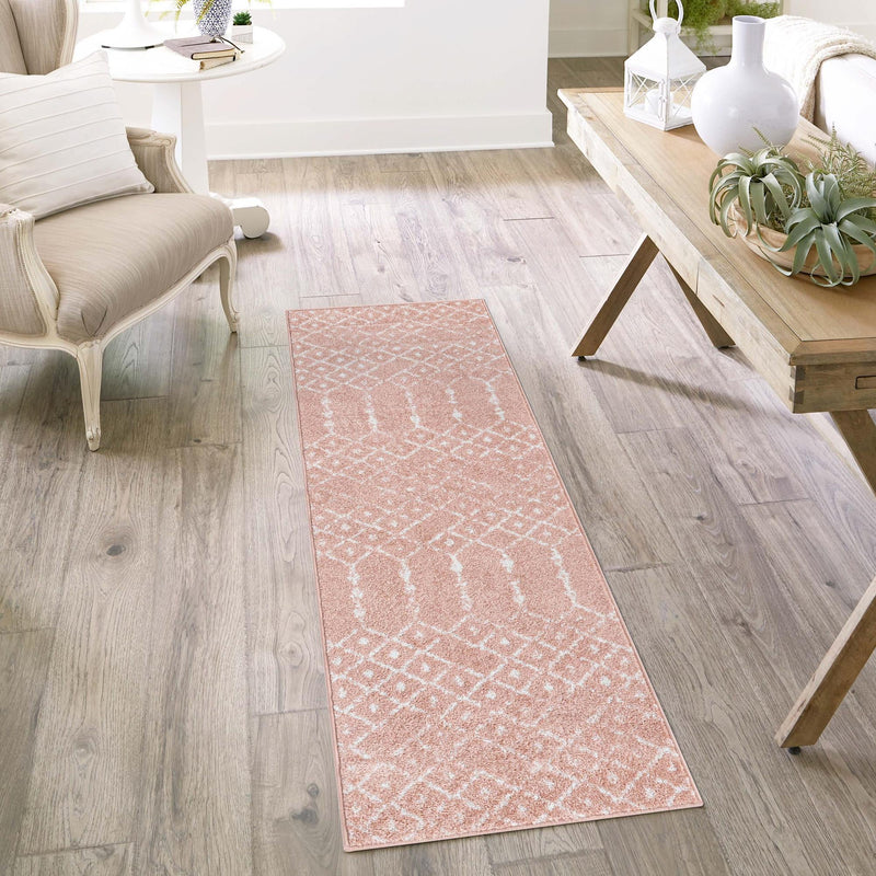 Marrakesh Lattice Collection Area Rug - Casablanca (Rose Pink) Runner Rose Pink lifestyle 107