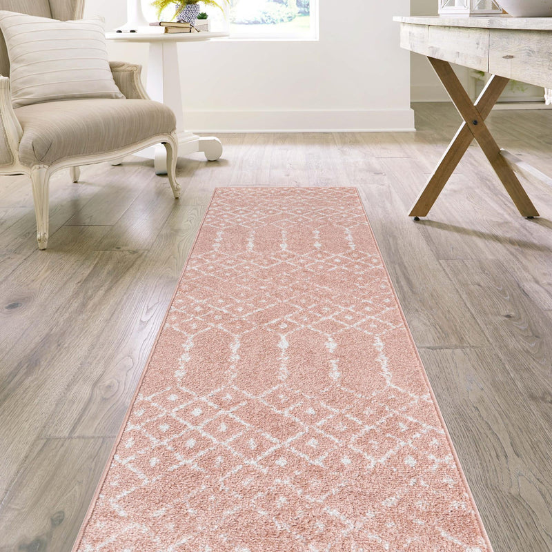 Marrakesh Lattice Collection Area Rug - Casablanca (Rose Pink) Runner Rose Pink lifestyle 112