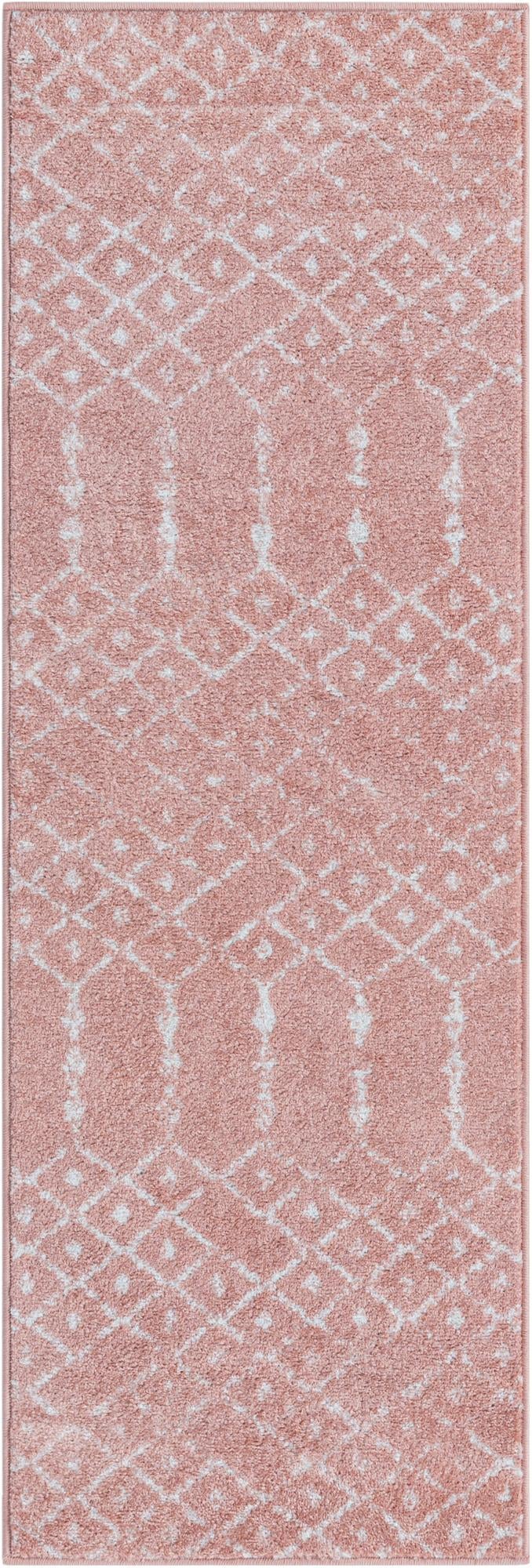 Marrakesh Lattice Collection Area Rug - Casablanca (Rose Pink) Runner Rose Pink lifestyle 26