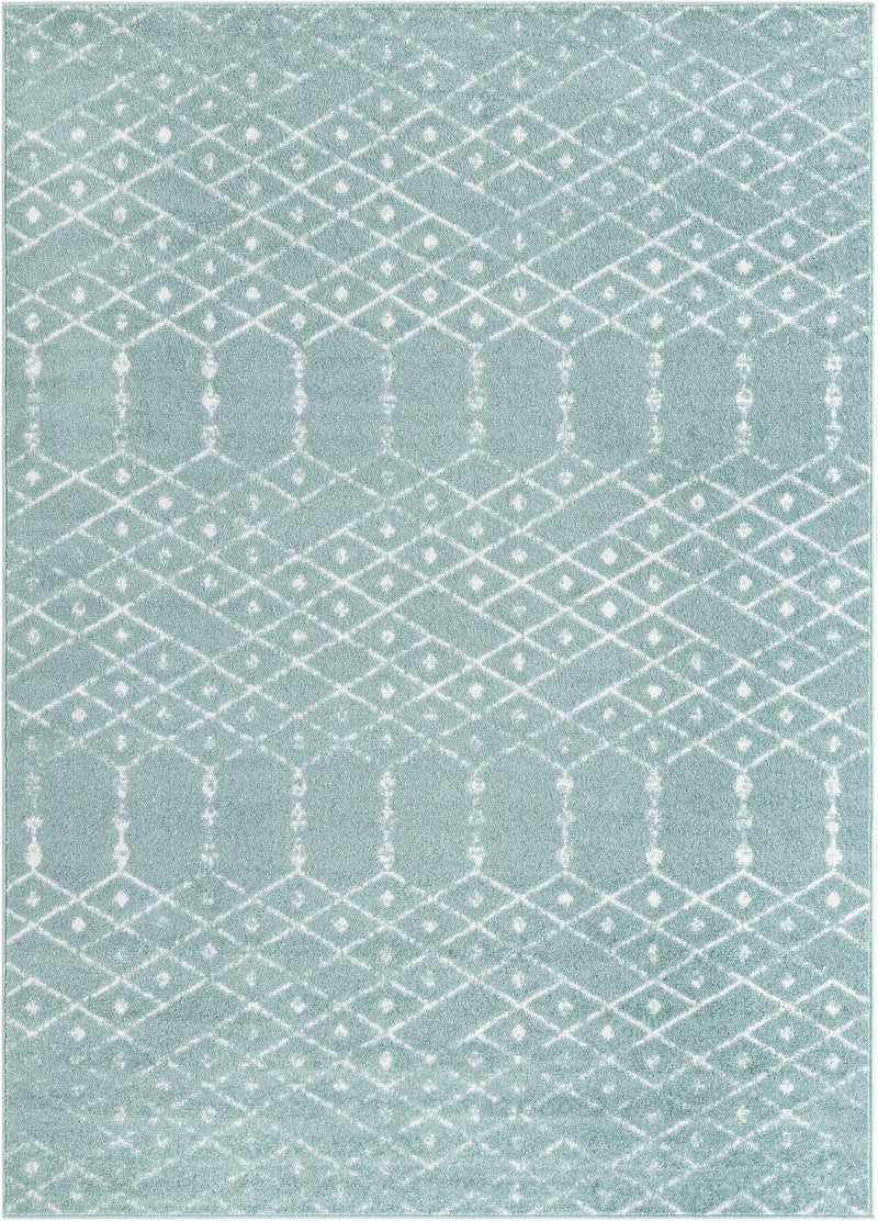 Marrakesh Lattice Collection Area Rug - Casablanca (Aqua) Rectangle Aqua Main