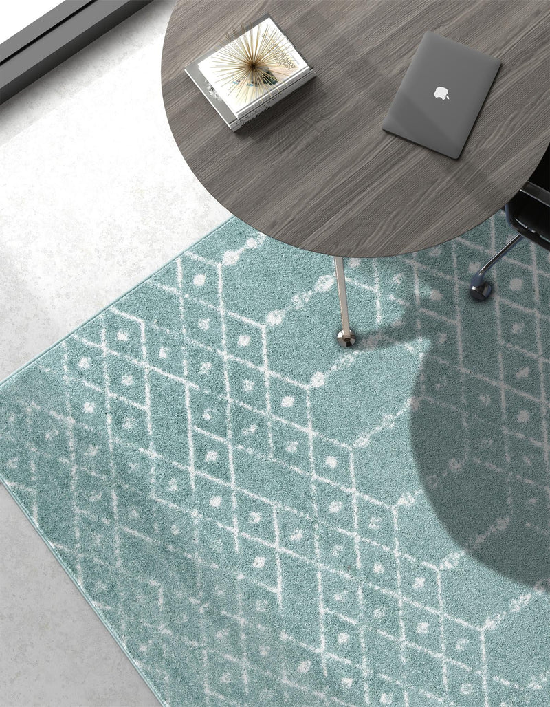Marrakesh Lattice Collection Area Rug - Casablanca (Aqua) Rectangle Aqua lifestyle 5
