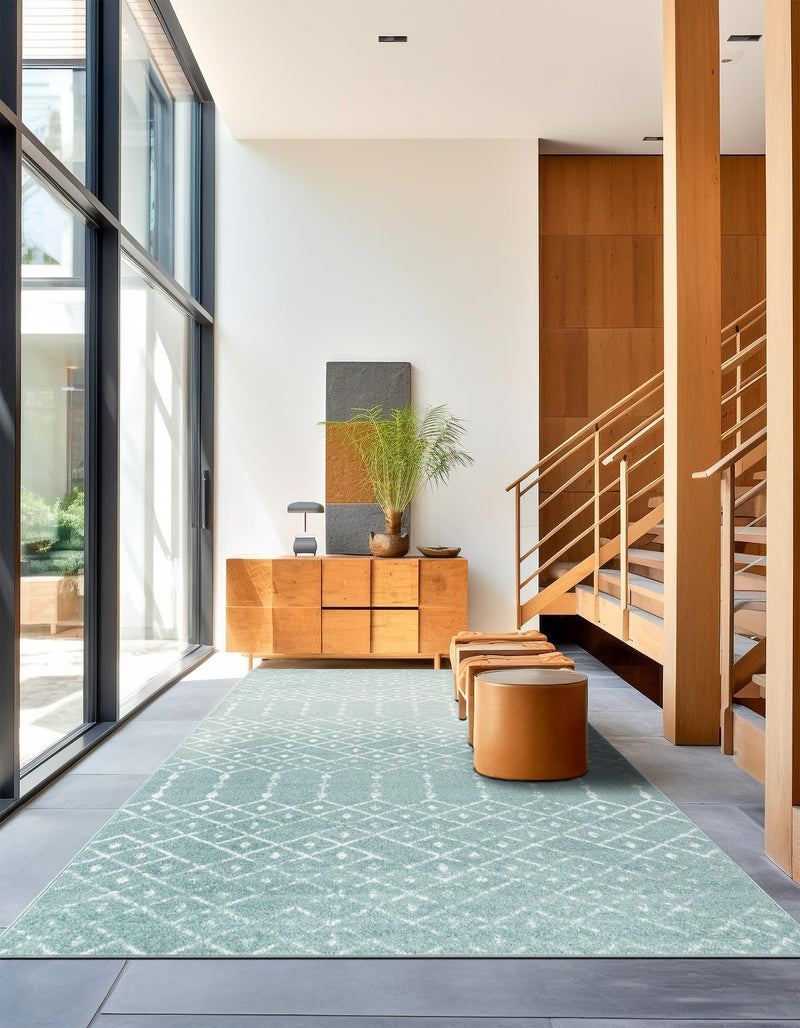 Marrakesh Lattice Collection Area Rug - Casablanca (Aqua) Rectangle Aqua lifestyle 7