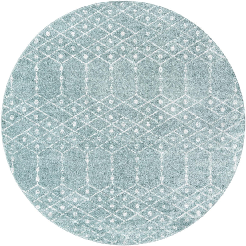 Marrakesh Lattice Collection Area Rug - Casablanca (Aqua) Round Aqua lifestyle 24
