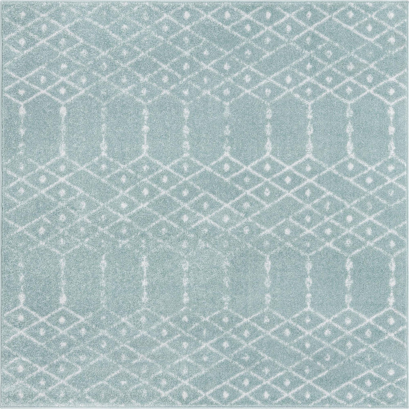 Marrakesh Lattice Collection Area Rug - Casablanca (Aqua) Square Aqua lifestyle 25