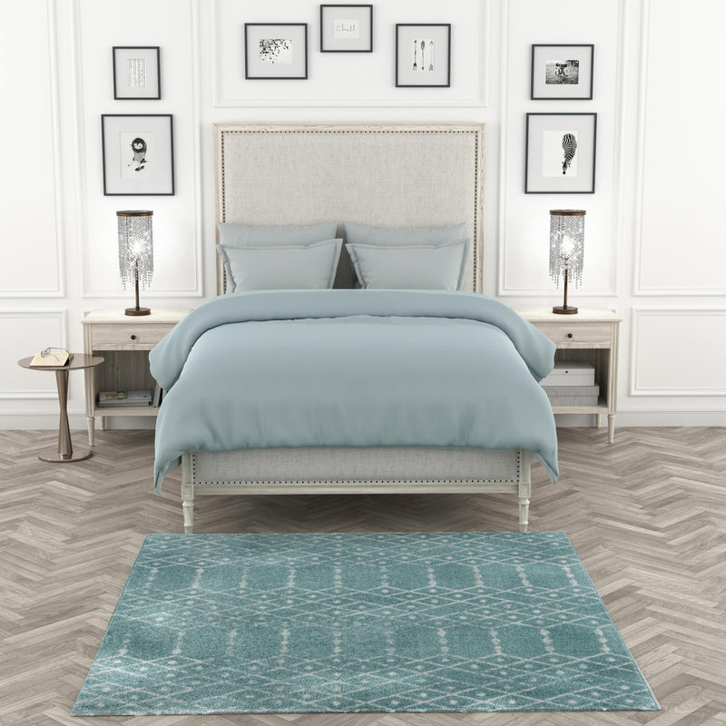 Marrakesh Lattice Collection Area Rug - Casablanca (Aqua) Square Aqua lifestyle 107