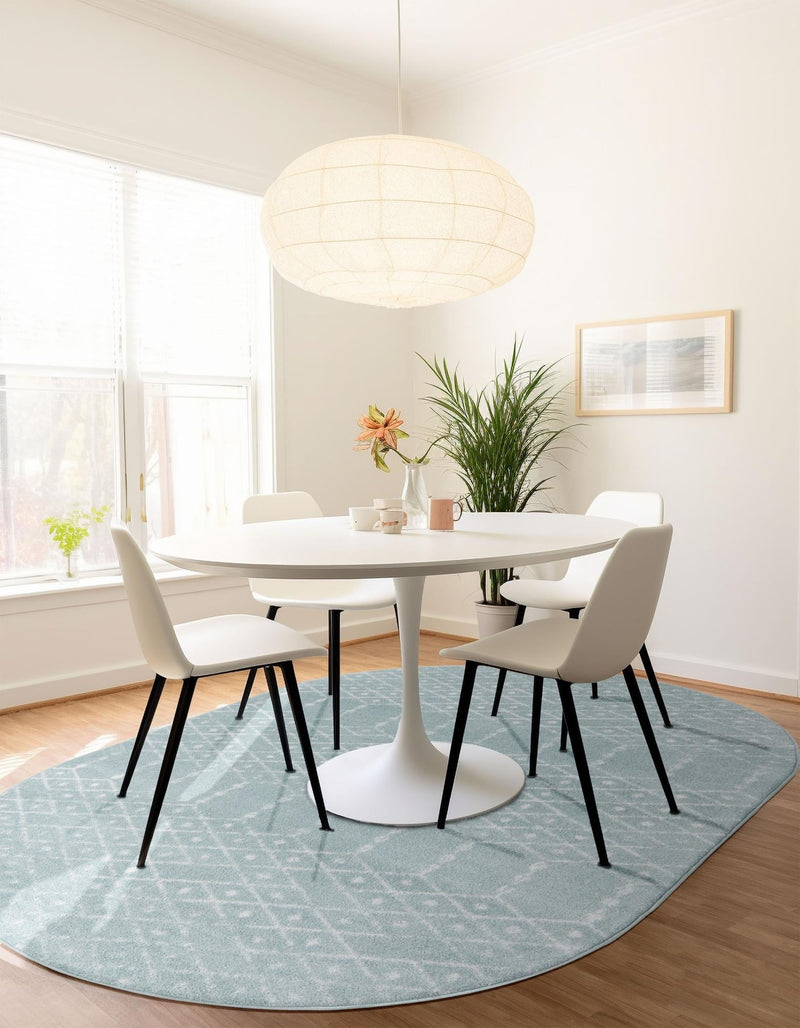 Marrakesh Lattice Collection Area Rug - Casablanca (Aqua) Oval Aqua lifestyle 44