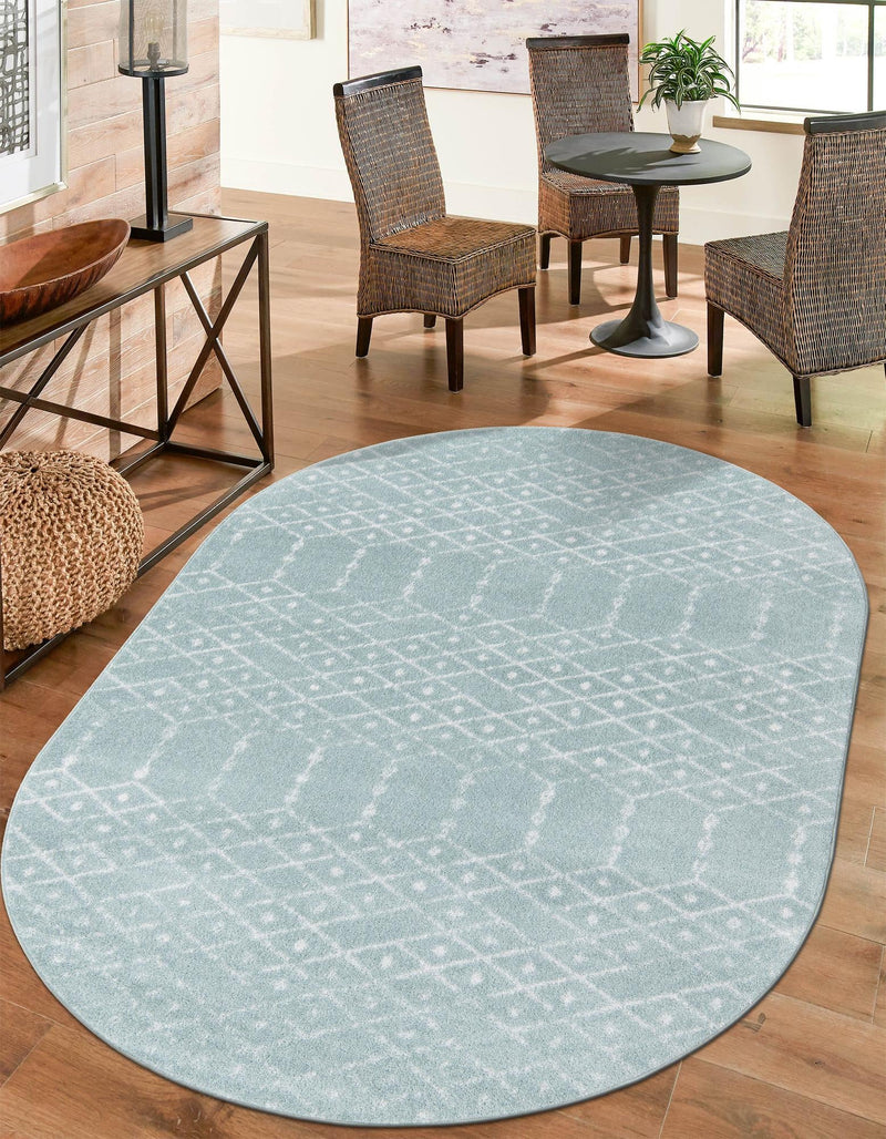 Marrakesh Lattice Collection Area Rug - Casablanca (Aqua) Oval Aqua lifestyle 54