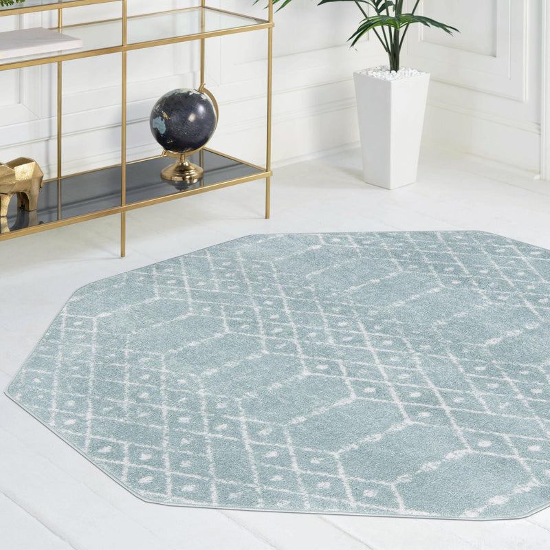 Marrakesh Lattice Collection Area Rug - Casablanca (Aqua) Octagon Aqua lifestyle 109