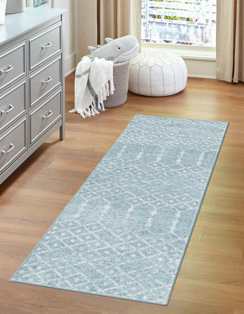 Marrakesh Lattice Collection Area Rug - Casablanca (Aqua) Runner Aqua lifestyle 33