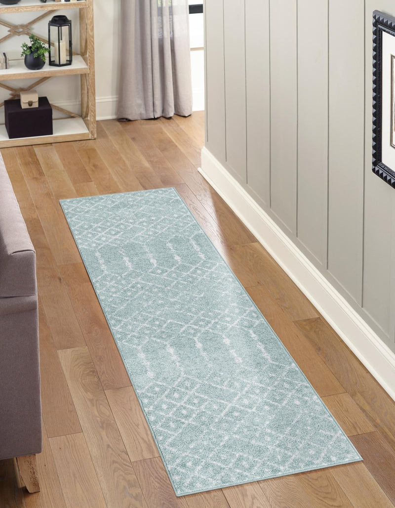 Marrakesh Lattice Collection Area Rug - Casablanca (Aqua) Runner Aqua lifestyle 45