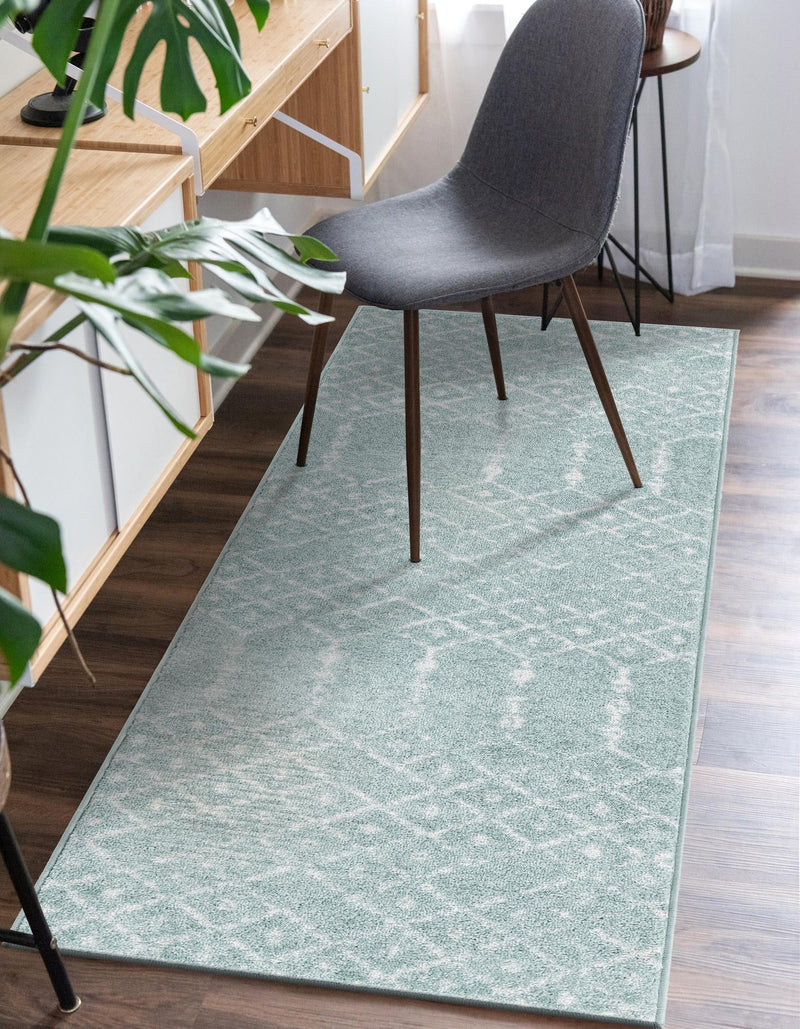 Marrakesh Lattice Collection Area Rug - Casablanca (Aqua) Runner Aqua lifestyle 49