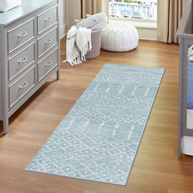 Marrakesh Lattice Collection Area Rug - Casablanca (Aqua) Runner Aqua lifestyle 110