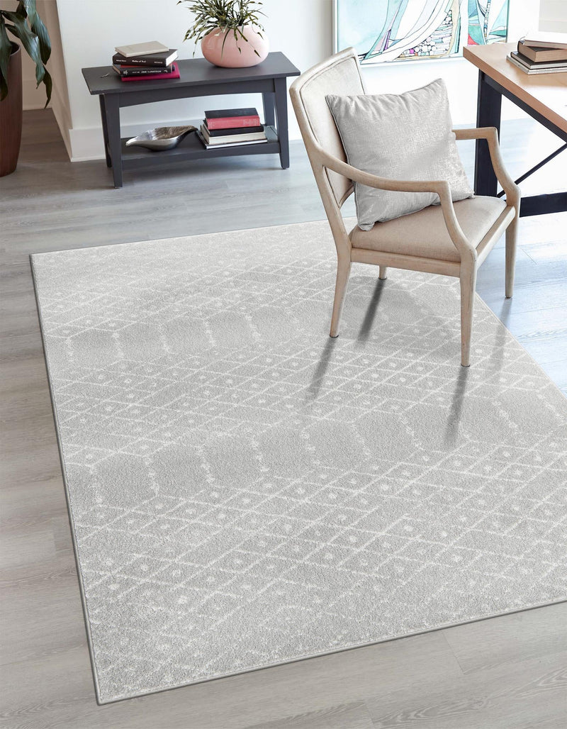 Marrakesh Lattice Collection Area Rug - Casablanca (Light Gray) Rectangle Light Gray lifestyle 4
