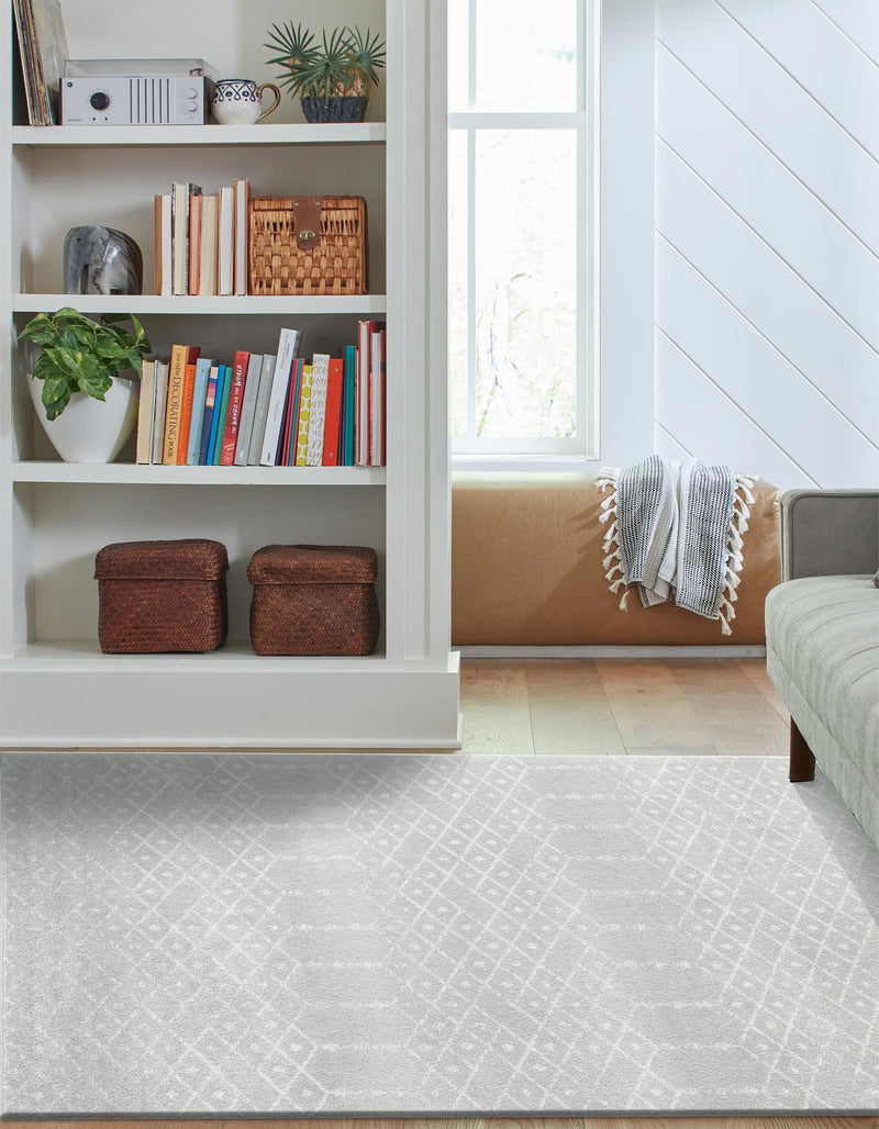 Marrakesh Lattice Collection Area Rug - Casablanca (Light Gray) Rectangle Light Gray lifestyle 5