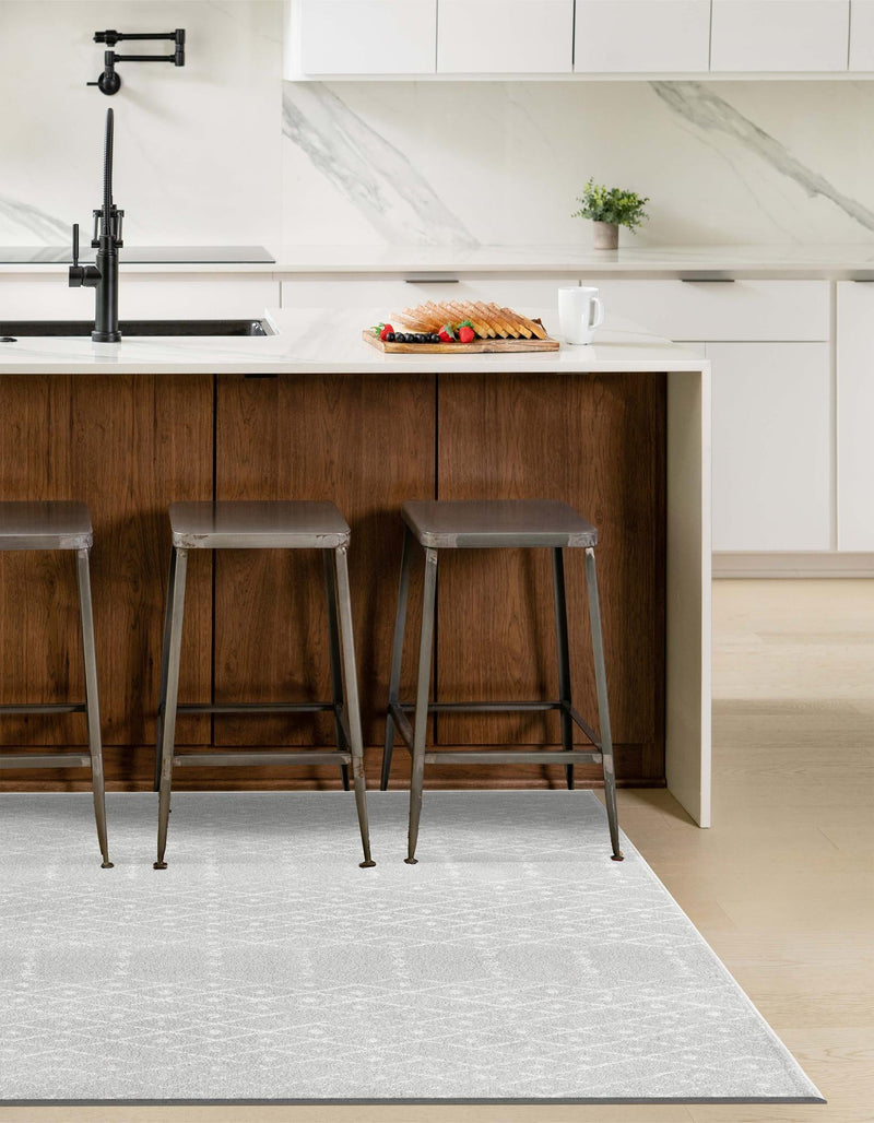 Marrakesh Lattice Collection Area Rug - Casablanca (Light Gray) Rectangle Light Gray lifestyle 6