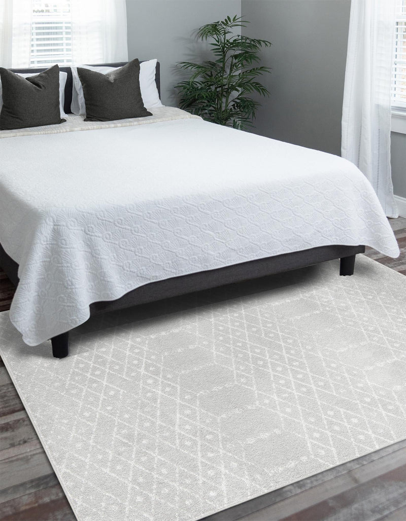 Marrakesh Lattice Collection Area Rug - Casablanca (Light Gray) Rectangle Light Gray lifestyle 8