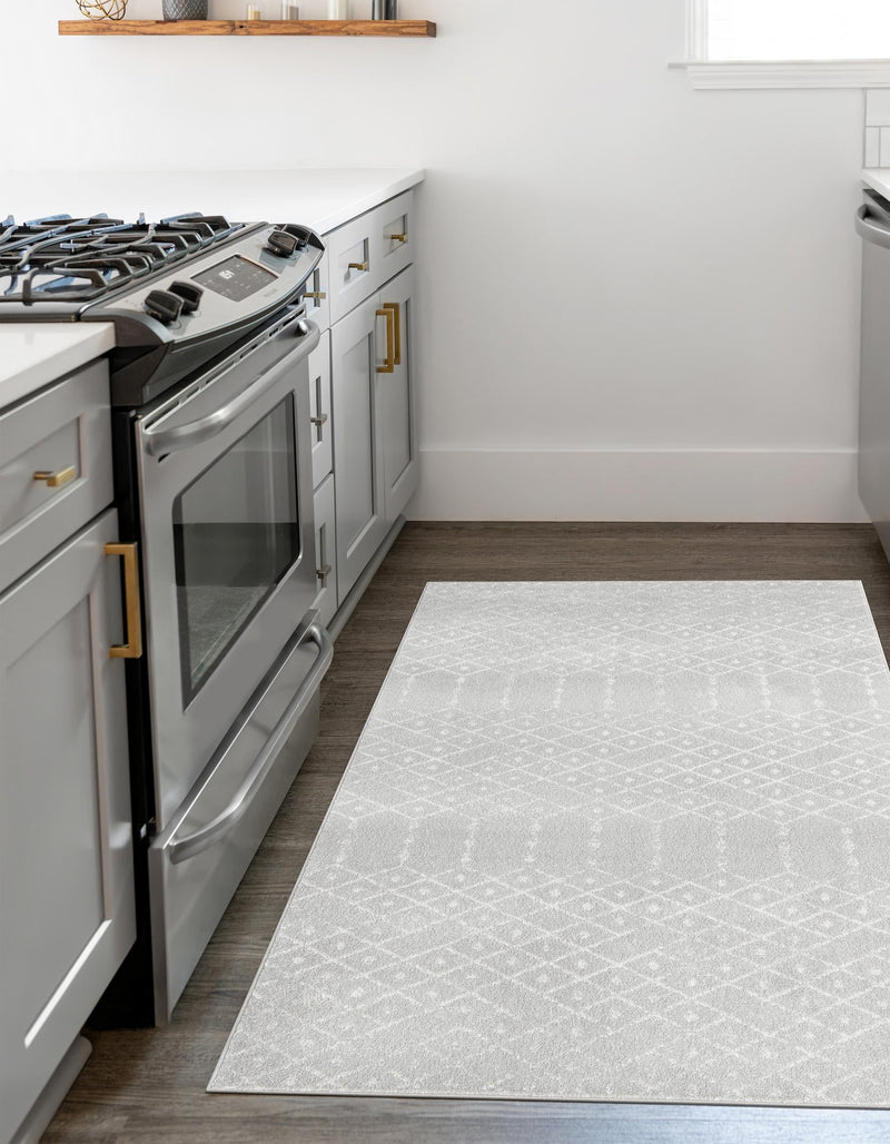Marrakesh Lattice Collection Area Rug - Casablanca (Light Gray) Rectangle Light Gray lifestyle 9