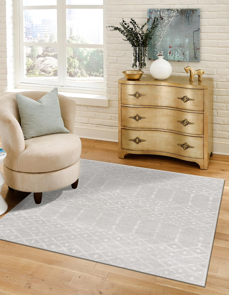 Marrakesh Lattice Collection Area Rug - Casablanca (Light Gray) Square Light Gray lifestyle 28