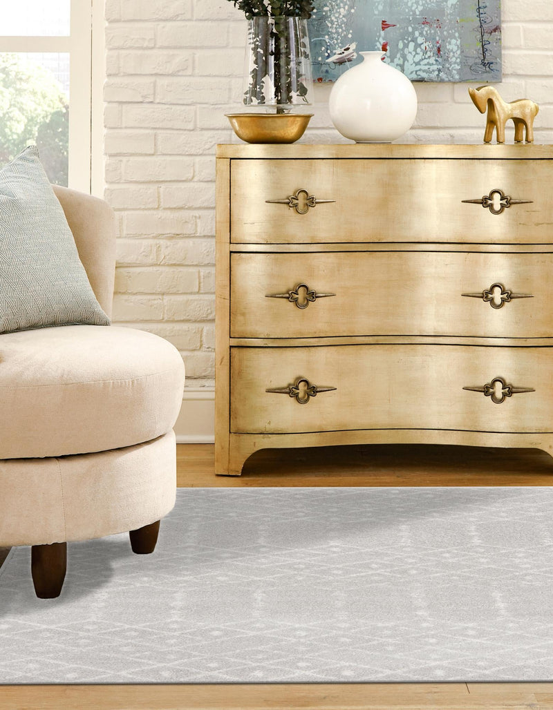 Marrakesh Lattice Collection Area Rug - Casablanca (Light Gray) Square Light Gray lifestyle 33